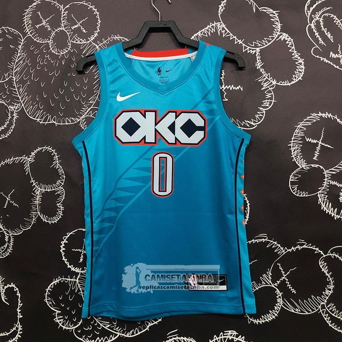 Camiseta Oklahoma City Thunder Russell Westbrook NO 0 Ciudad 2018-19 Azul